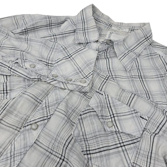 BKE Slim Fit Button‎ Up Shirt Pearl Snap XL Men's White Gray Plaid Western - Picture 1 of 5